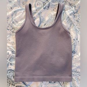 Purple ribbed athletic top